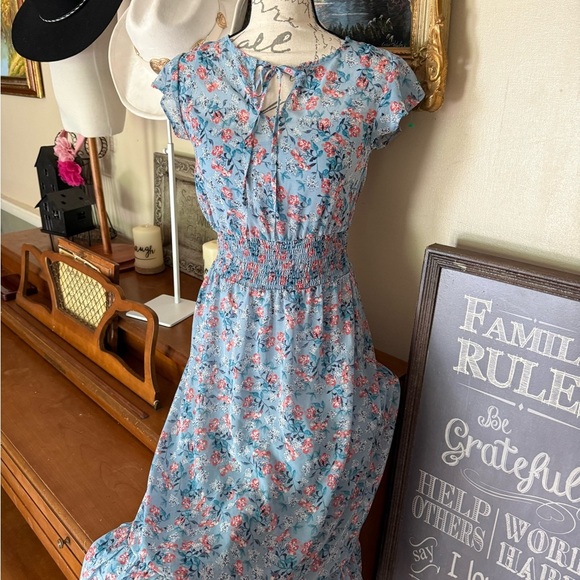 Gypsies & Moondust Blue Ruffled Smocked Sundress - Picture 7 of 9